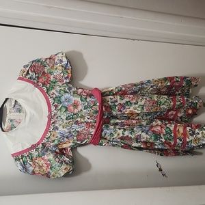 Vintage Rare Editions Floral Bib Cottage Core Girl's Prairie Dress